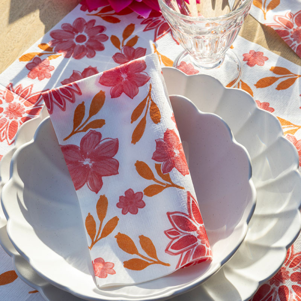 Paviot, Serviette, bedruckt mit Paviot, Napkin, print  Maxi Fleur rouge, style